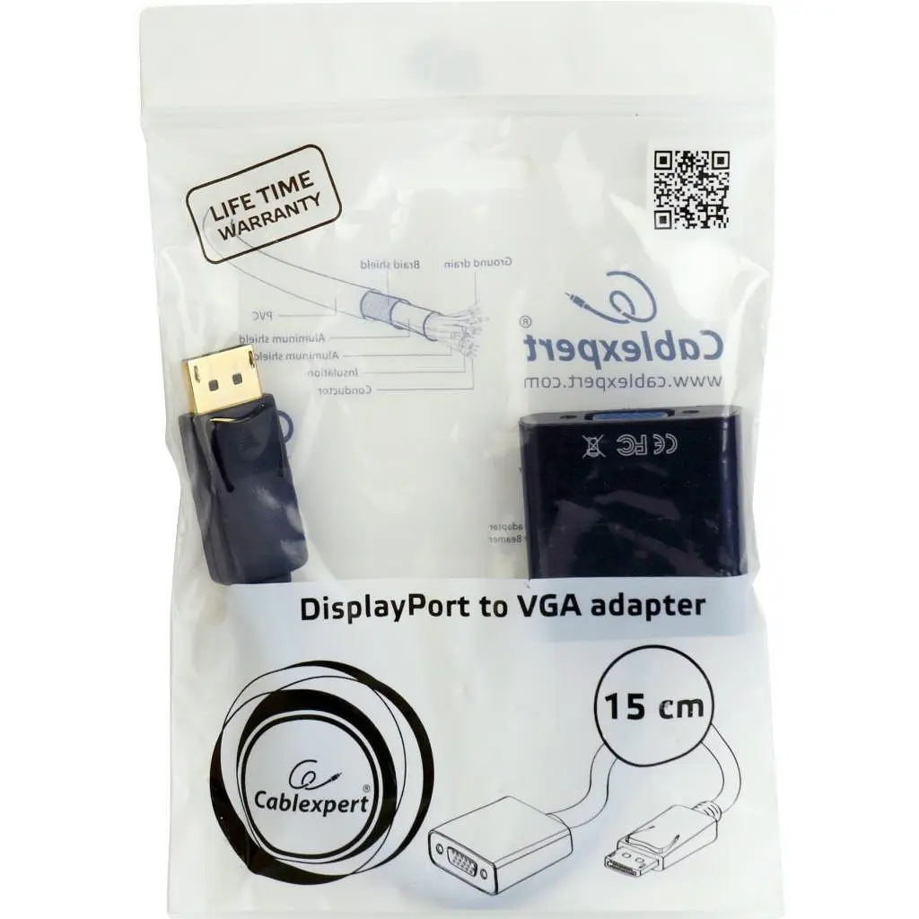 Переходник DisplayPort to VGA Cablexpert (A-DPM-VGAF-02-W) - фото 2