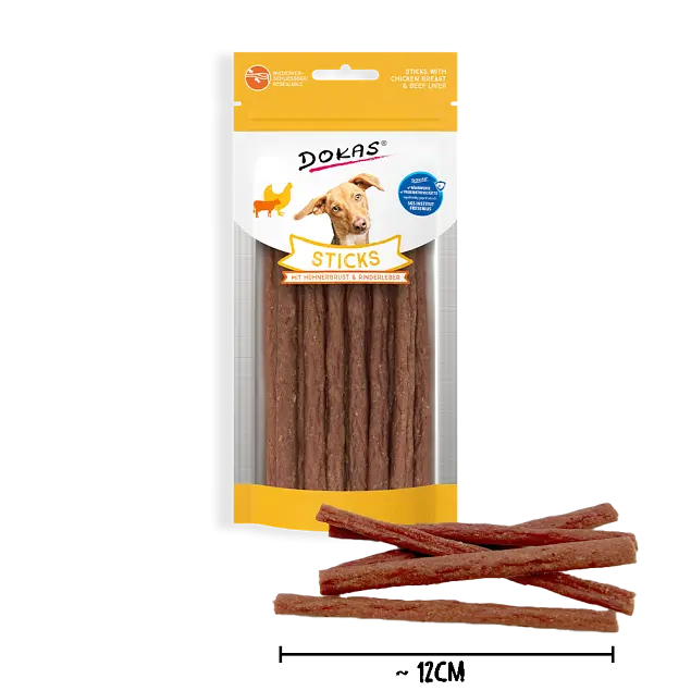 Ласощі для собак Dokas Палички з курячою грудкою та яловичою печінкою - фото 3