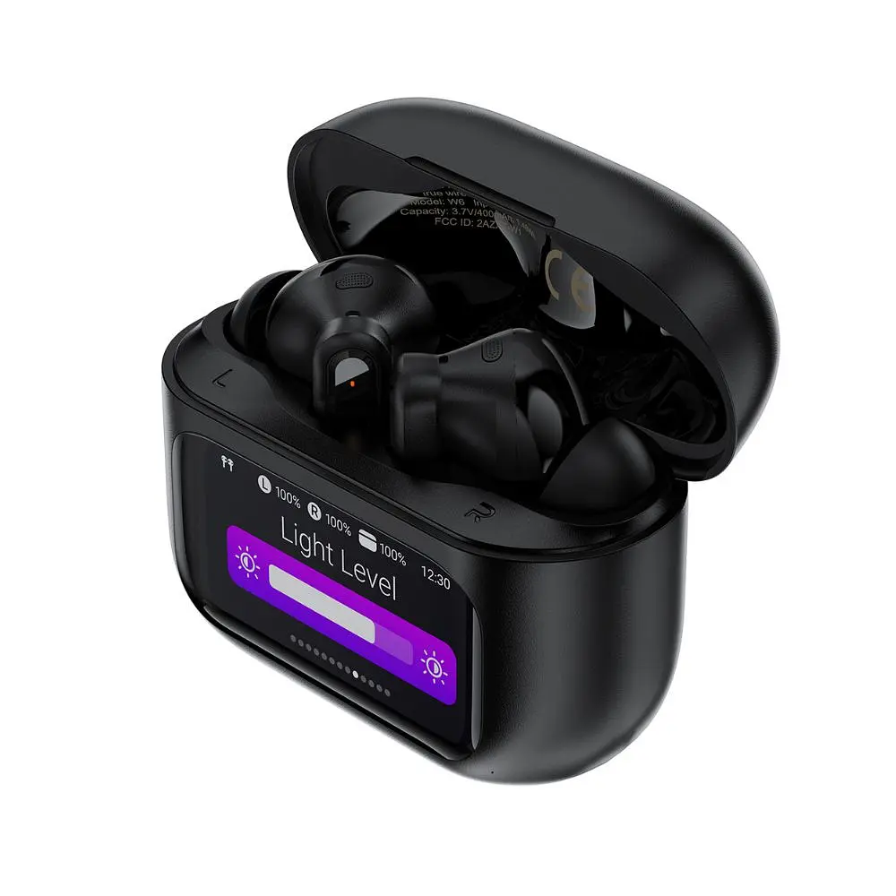 Бездротові навушники Acefast W6 smart screen active noise cancelling true wireless earbuds Black (6974316285687) - фото 3