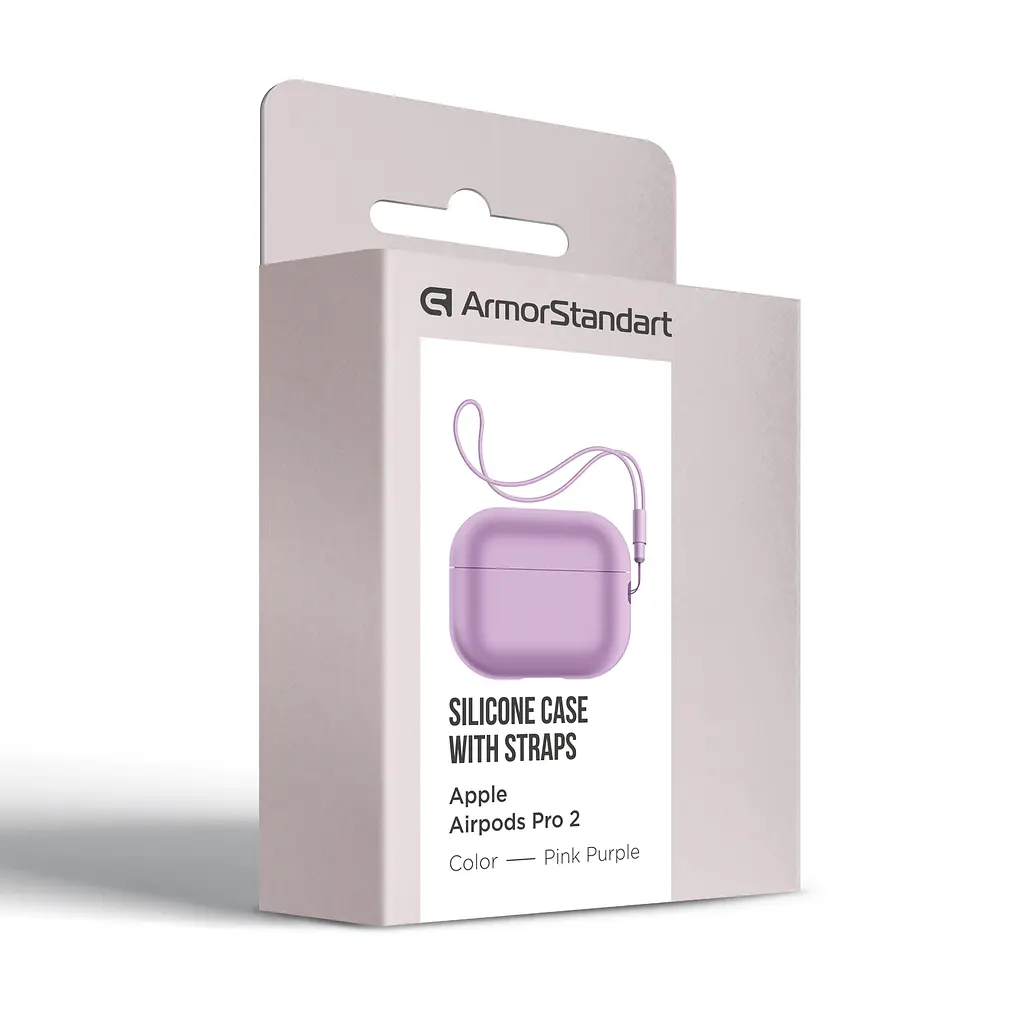 Силіконовий чохол для навушників Apple AirPods Pro 2 2022, Silicone Case with straps, фіолетовий, захисний чохол з ремінцем, ультратонкий і легкий, повний захист, з підвіскою, м"який силікон, ArmorStandart (ARM68613) - фото 3