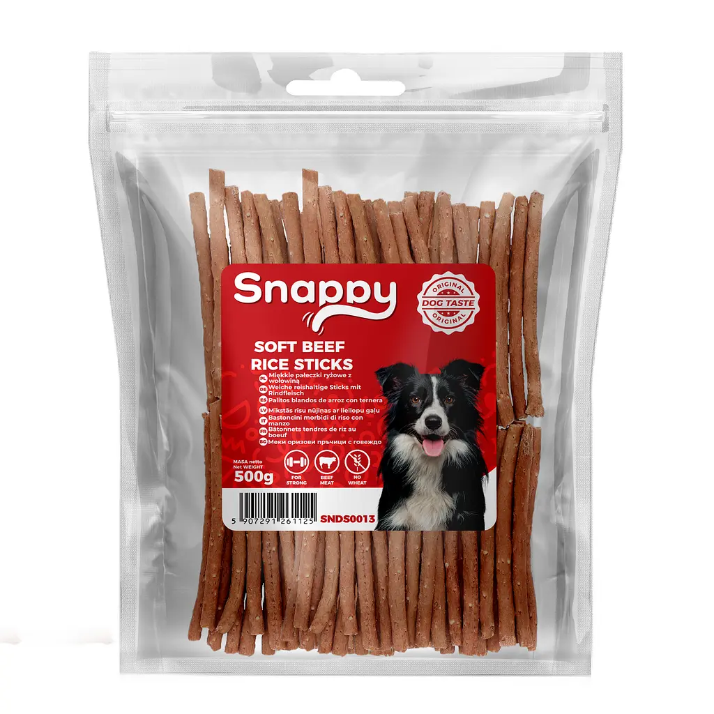 Ласощі для собак SNAPPY DOG SNACKS PAWSTICKS М'які палички з яловичини та рису, 500 г - фото 3