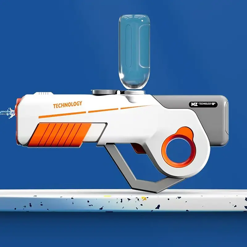 Водяний акумуляторний автомат Water Gun 8002C (600ml) with lithium battery White / Orange - фото 4