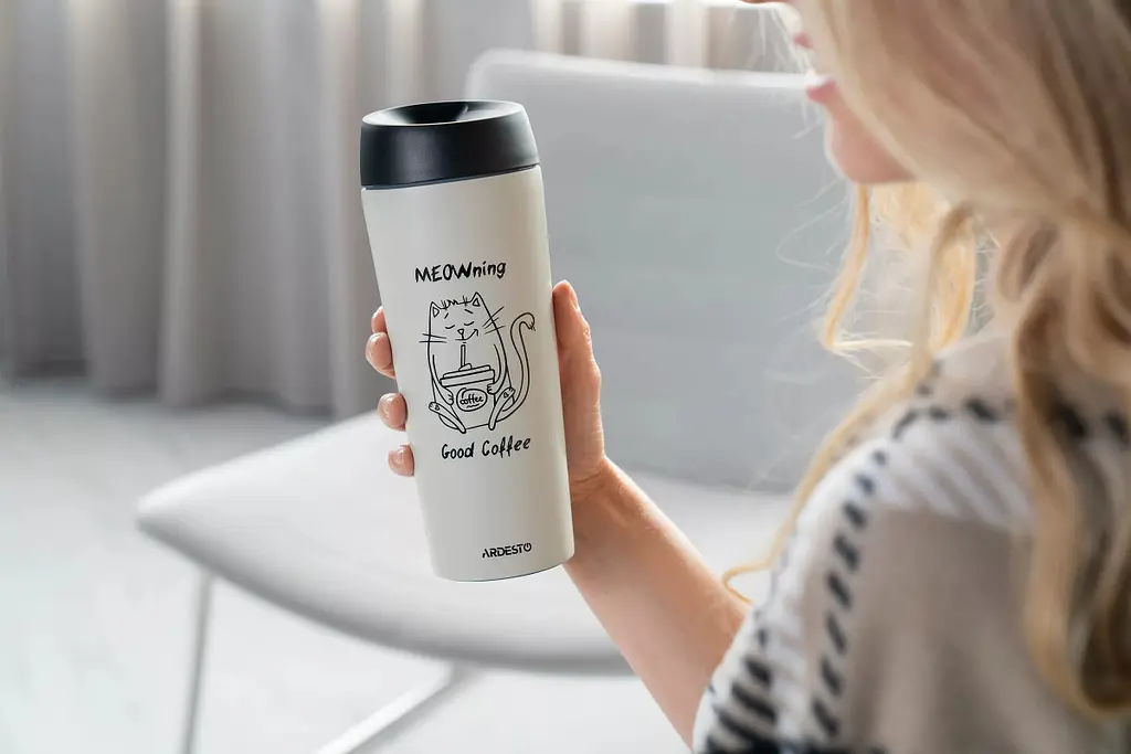 Термокружка Ardesto Сoffee Time Meowning AR-2645-WС 450 мл бежевий - фото 5