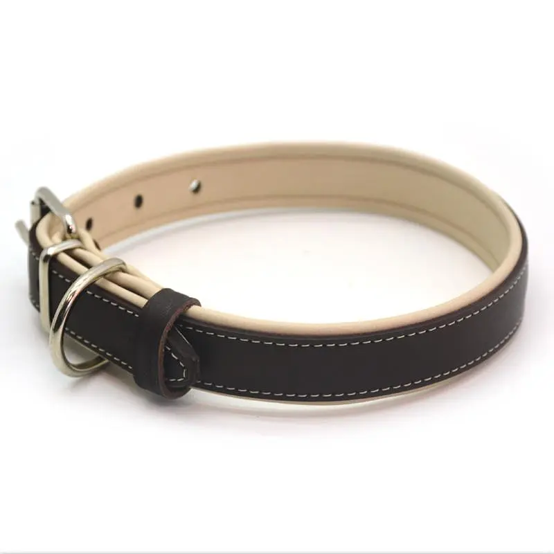 Нашийник для собак Zoo-hunt шкіряний подвійний ОД Soft коричневий+бежевий 2,0/33-41 см - фото 2