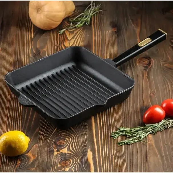 Уцінка. Сковорода-гриль Brizoll Optima-Black квадратна з ручкою 26х26х5 см (O262650G-P1)  - фото 4