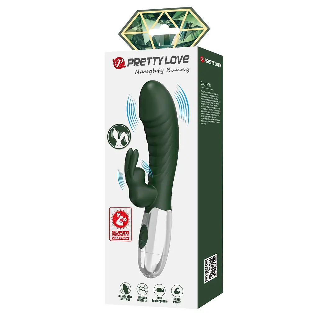 Вибратор-кролик Pretty Love Naughty Bunny 19.8 см (зеленый) - фото 18