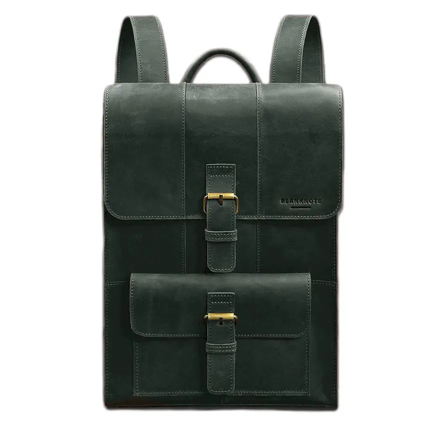 Кожаный рюкзак Brit зеленый Crazy Horse - фото 6