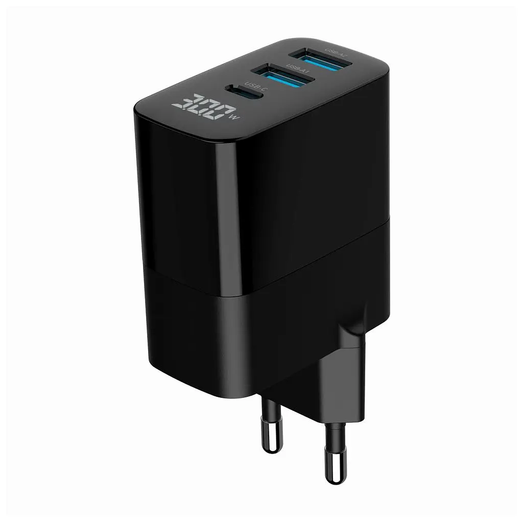 Зарядний пристрій Gembird 2хUSB-A (QC3.0 18W) + 1хType-C (PD20W) LCD black (TA-UC-PDQC30LCD-BK-02) - фото 6