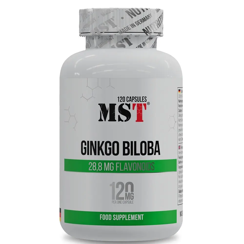 Екстракт гінкго білоба MST Nutrition Ginkgo Biloba, 120 капсул для підтримки пам'яті, мозку та кровообігу