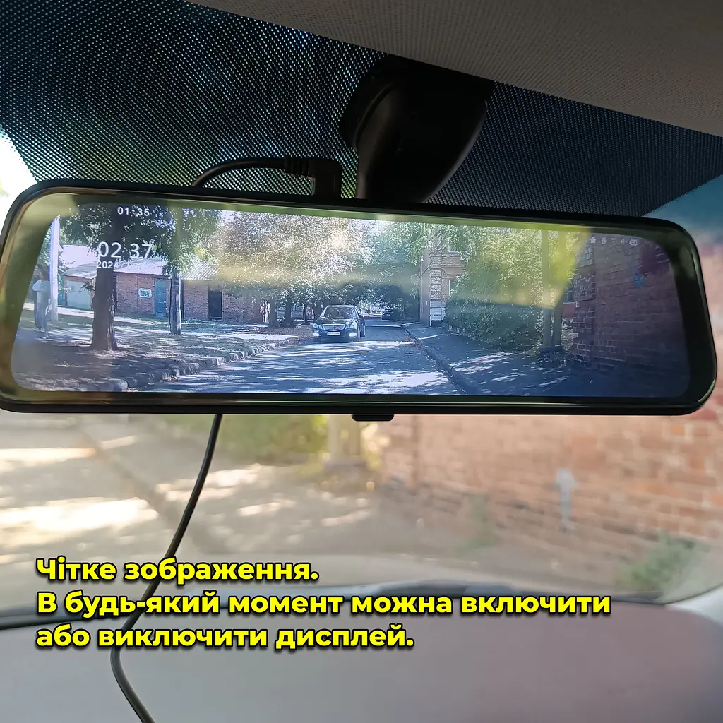 Видеорегистратор-зеркало с задней камерой сенсорный большой дисплей 9.66'' - FullHD - фото 8