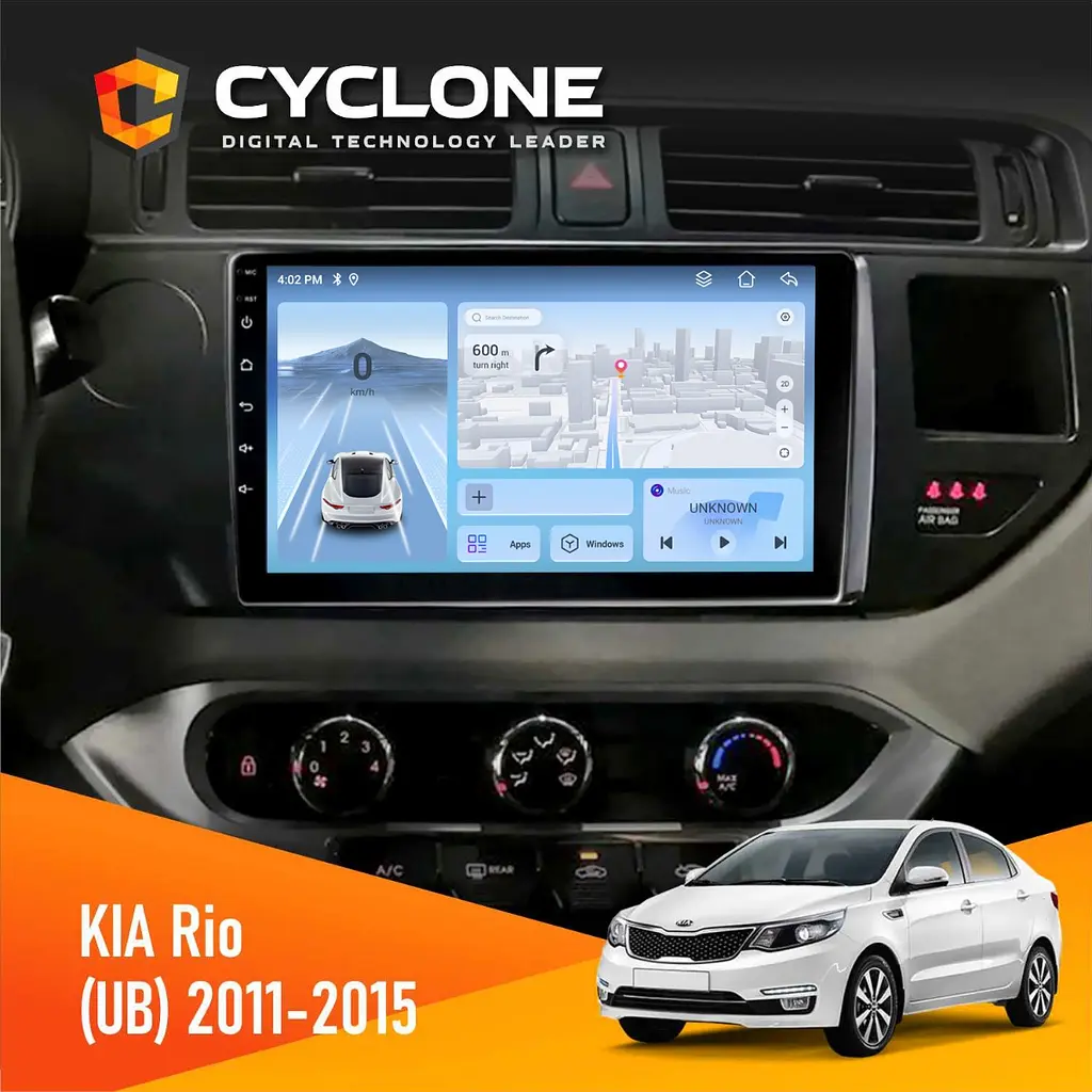 Штатна магнітола KIA Rio 2015-2017 Cyclone C9-012 4x64, DSP, 4G Cyclone (НФ-00007927)