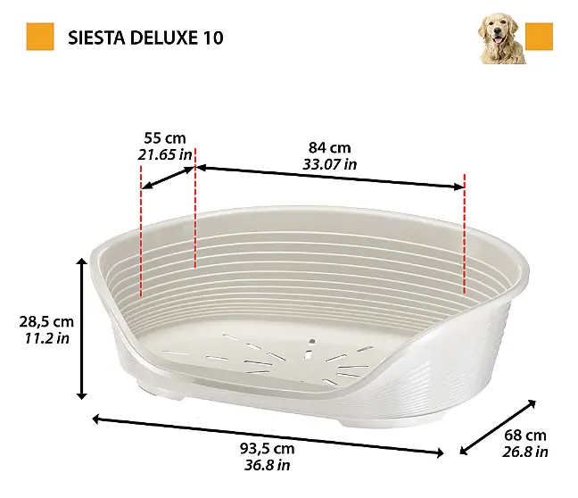Пластиковий лежак для собак і котів Ferplast Siesta Deluxe 10 синій 93,5×68×28,5 см 70210914 - фото 2
