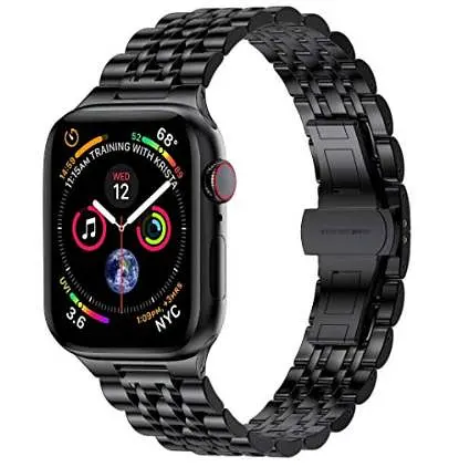 Браслет BeWatch для Apple Watch series 3/4/5/6 із шириною корпусу 42/44мм Link сталевий Чорний (1021401) - фото 3