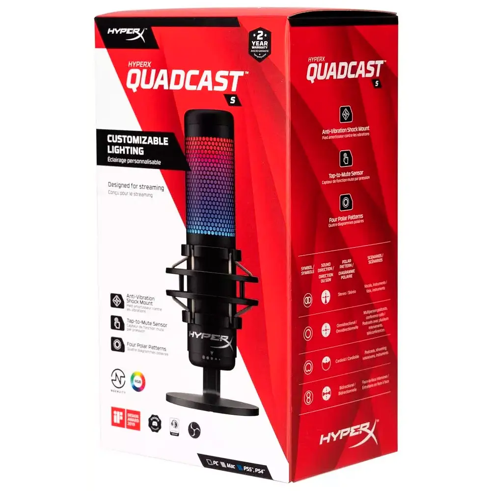 Мікрофон HyperX QuadCast S Black (HMIQ1S-XX-RG, G/4P5P7AA) [67623] - фото 8
