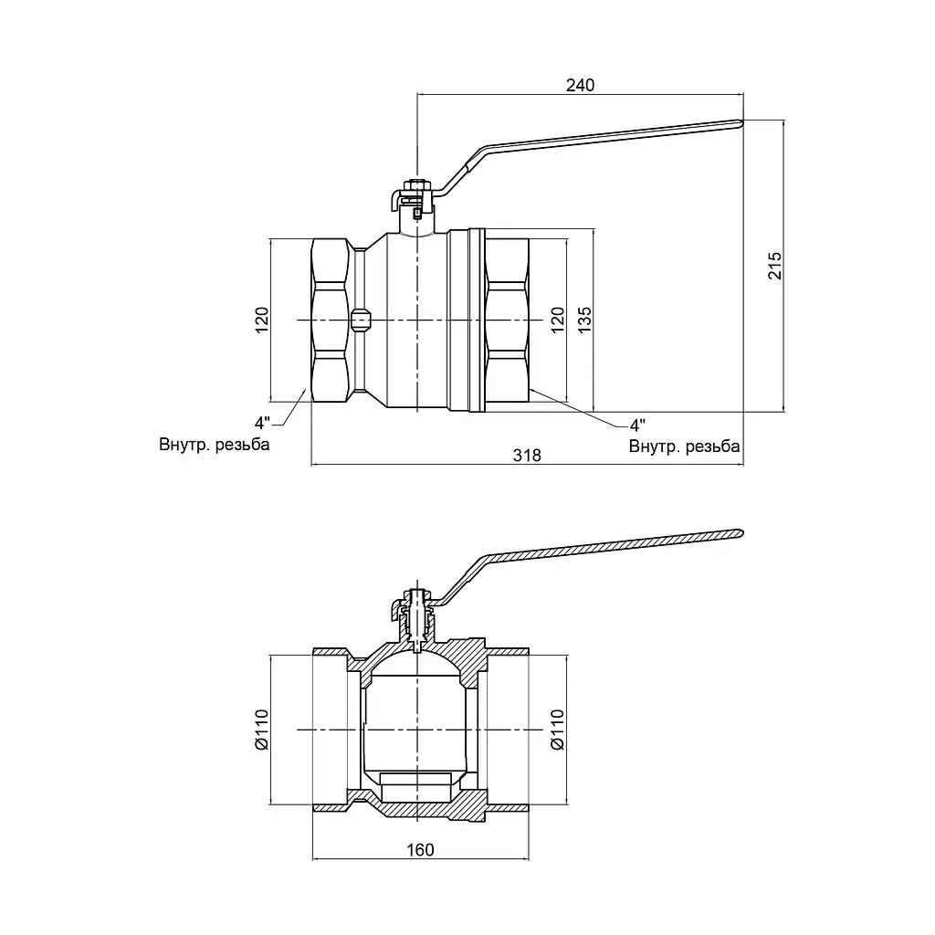Кран кульовий SD Plus 4" ВР для води (важіль) SD600W100 - фото 2