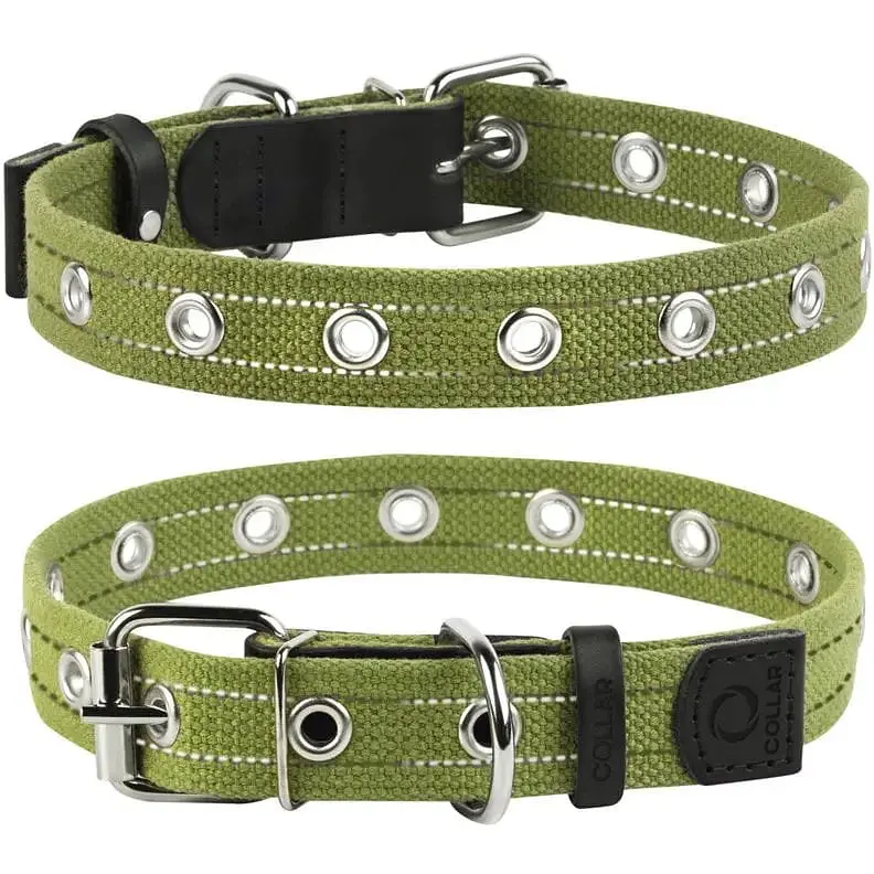 Нашийник для собак Collar, бавовняний, безрозмірний, 52x2,5 см, зелений - фото 3