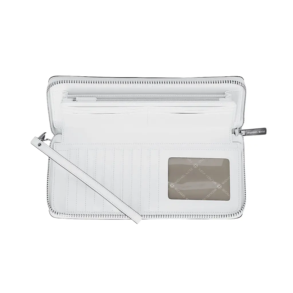 Жіночий шкіряний гаманець MICHAEL KORS Large Continental, білий, з ручкою - фото 2