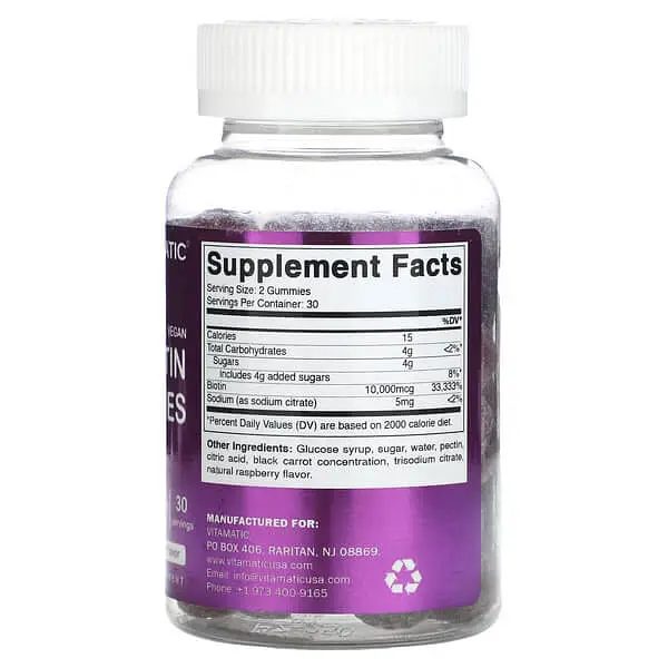 Біотин (B-7) Biotin Gummies 60 жувальних цукерок Vitamatic vit0006472 - фото 2