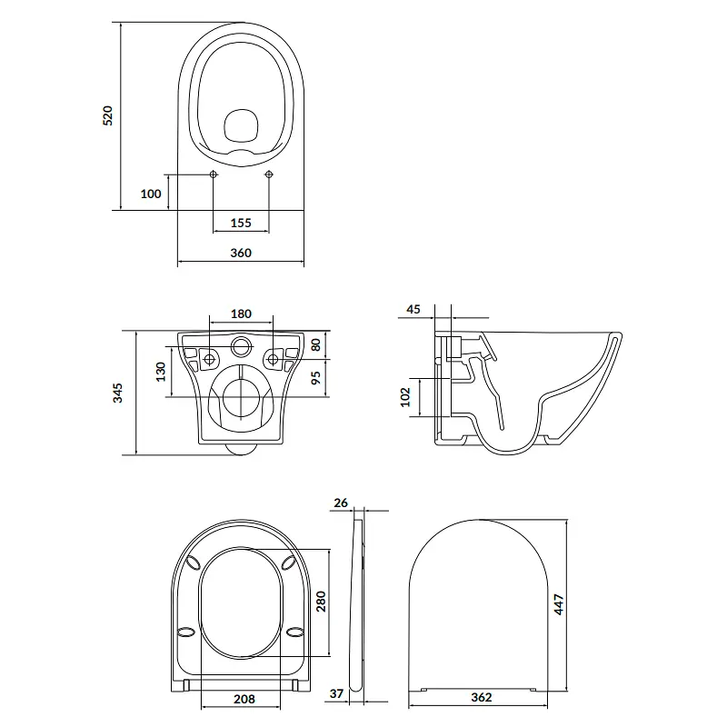 Подвесной унитаз Cersanit Larga EW CleanOn овальный с сидением duraplast Slim Soft Close WRAP S701-472 - фото 2