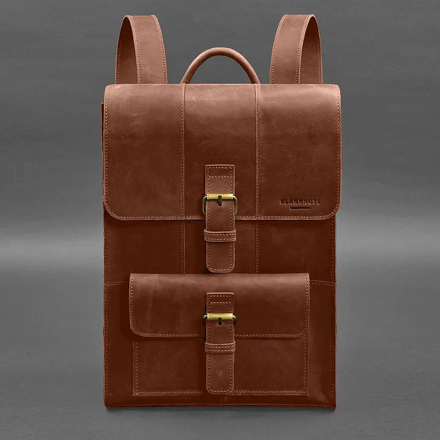 Кожаный рюкзак Brit светло-коричневый Crazy Horse - фото 5