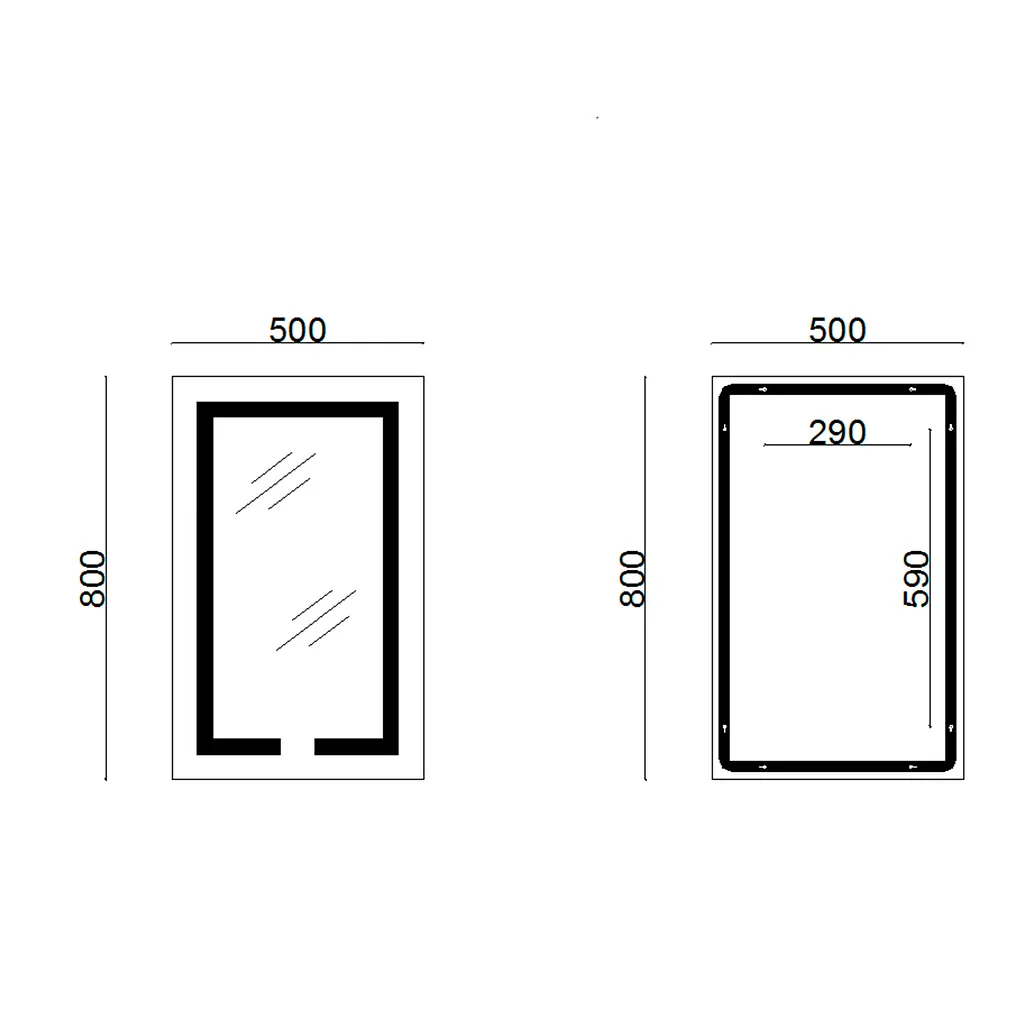 Дзеркало Lidz Kubis 800x500 з LED-підсвічуванням Touch, з антизапотіванням, з диммером яскравості LD78LF9365080 - фото 2