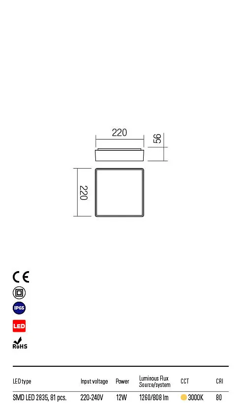 Стельовий світильник MARINA PL LED SMD 12W IP65 DG 3000K(5.1.2) Redo 90157 - фото 3