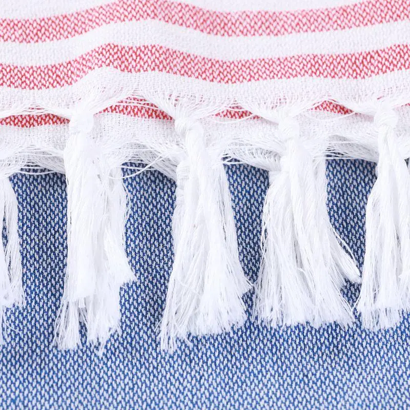 Рушник пештемаль Lovely Svi бавовняний, пляжний, хамам, spa - XХL 100x180 см Blue/Red Stripes (1032025) - фото 5
