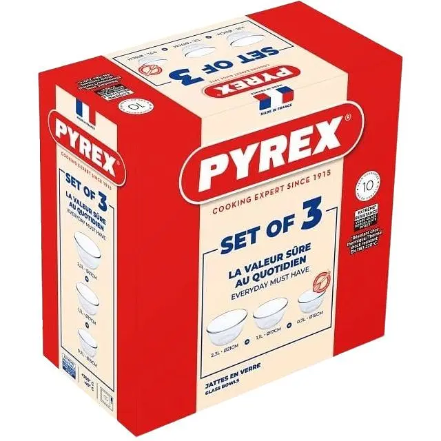 Форма для запекания Pyrex набор лоханок 0.7 л, 1.1 л, 2.3 л 3 шт. (913S603/8044) - фото 6