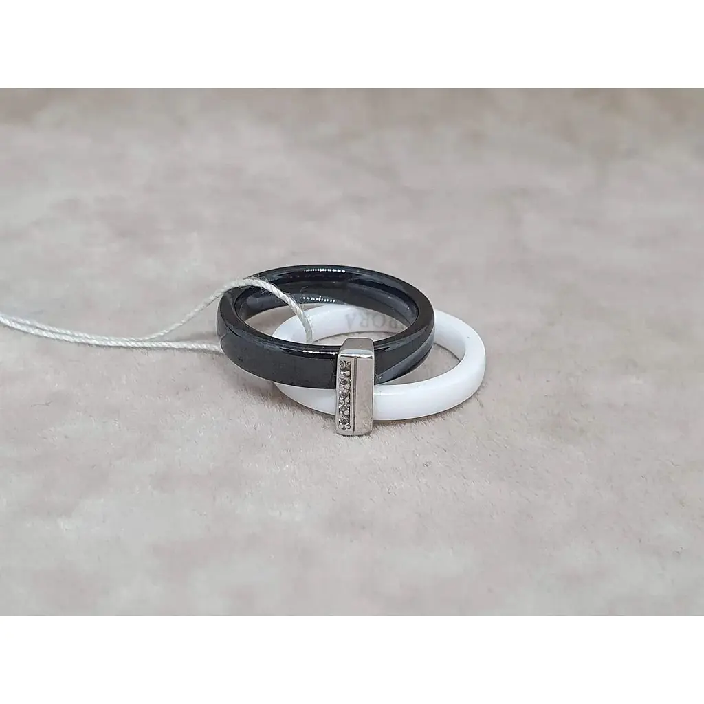 Срібне кільце Aurora з керамікою і фіанітами. С1104ЧБ 18 - фото 5