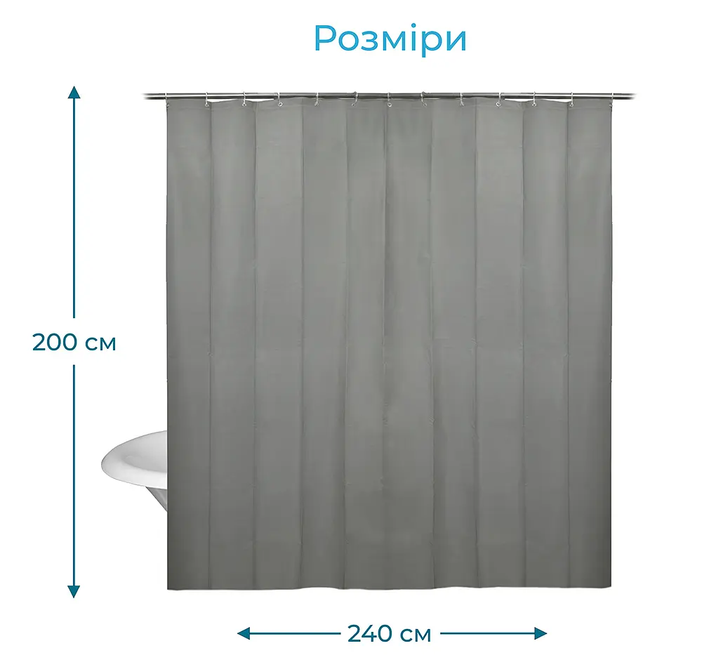 Штора для ванної кімнати Tiana Kraine Elegant PEVA 240х200 см із 16-ма кільцями - фото 3