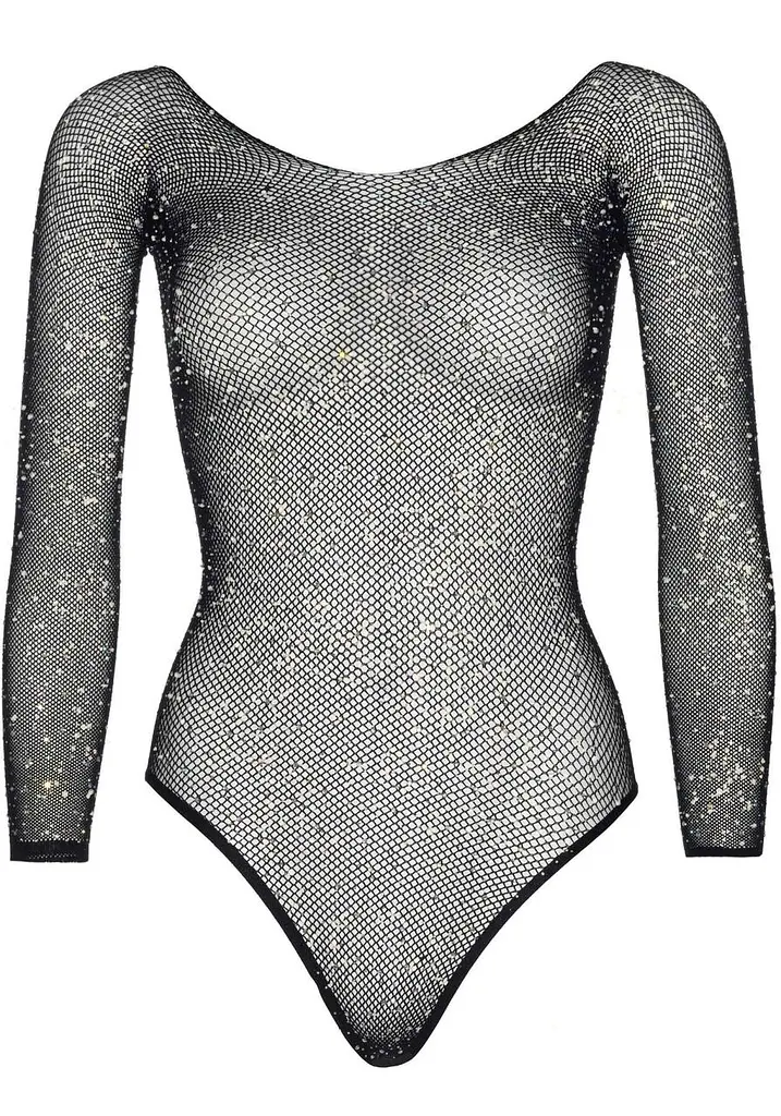 Боди Leg Avenue Crystalized fishnet bodysuit Black One Size - фото 5