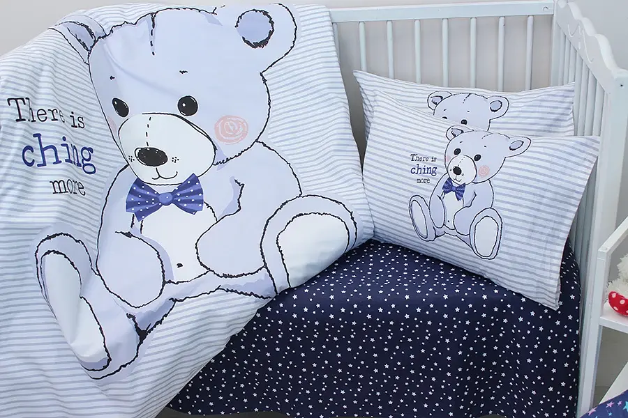 Комплект постільної білизни в ліжечко Tag Tekstil Teddy blue для немовлят Ведмедик (блакитний) - фото 2