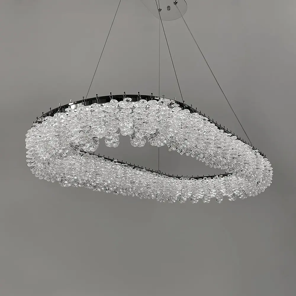 Кільцева овальна кришталева люстра в хромі 80х38 см | Арт. 33038L-800*380 CH | Line F - фото 2
