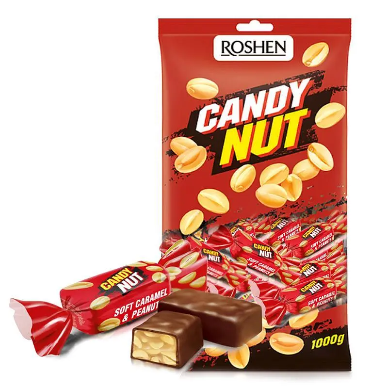 Цукерки Roshen Candy Nut Карамель з арахісом 1 кг