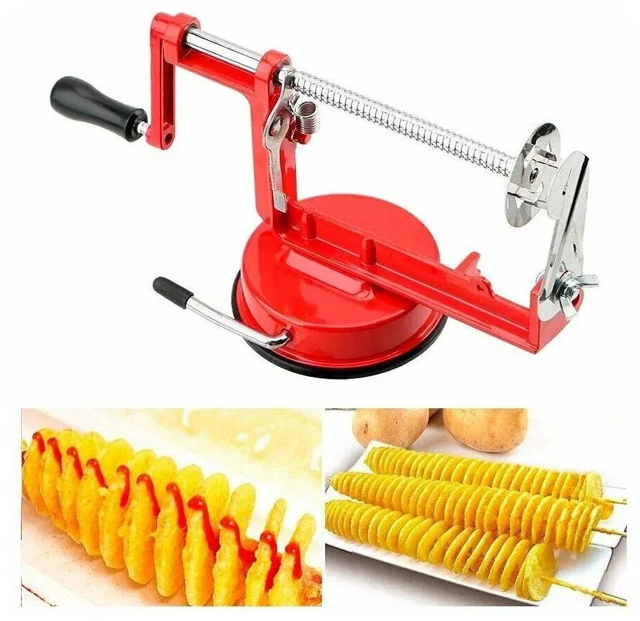 Машинка для різання картоплі спіраллю SPIRAL POTATO SLICER апарат для нарізування картоплі для чіпсів - фото 7