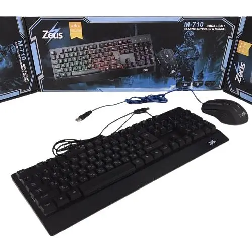 Ігрова клавіатура та дротова і миша Zeus M-710 світлодіодне підсвічування чорний (M-710_436) - фото 3