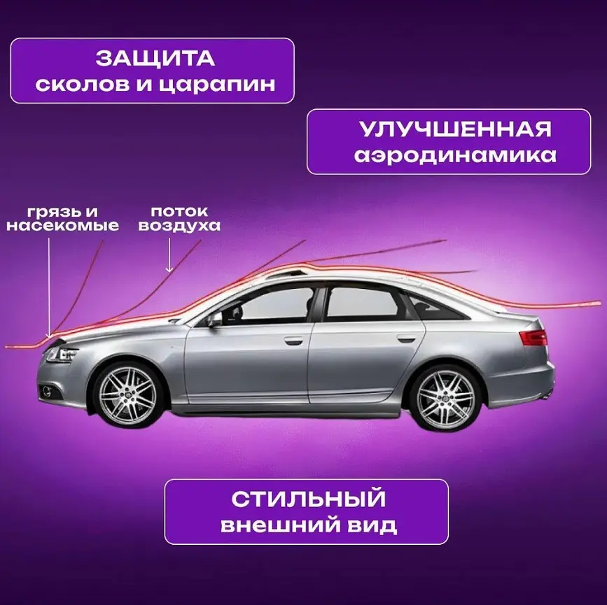 Дефлектор капоту мухобійка для Audi A4 (В7) 2005-2008 Євро Кріплення (Vip Tuning) AD09 - фото 4