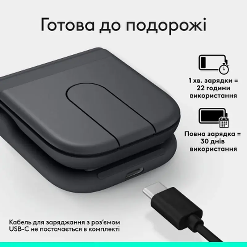 Мишка Logitech Mobi Fold Bluetooth Graphite (910-007604) - фото 5