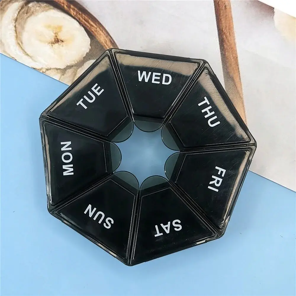 Таблетница Semi 7Days Mini Pill Box Black 8.3x8.3x2.5 см - фото 7