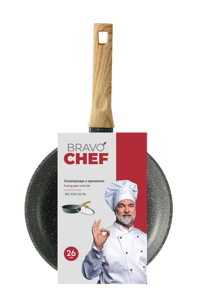Сковорода Bravo Chef з кришкою 26 см (7133039) - фото 4