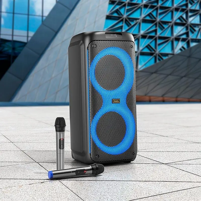 Акустика бездротова-караоке колонка Hoco HA7 Leader wireless dual-mic outdoor BT speaker - фото 7