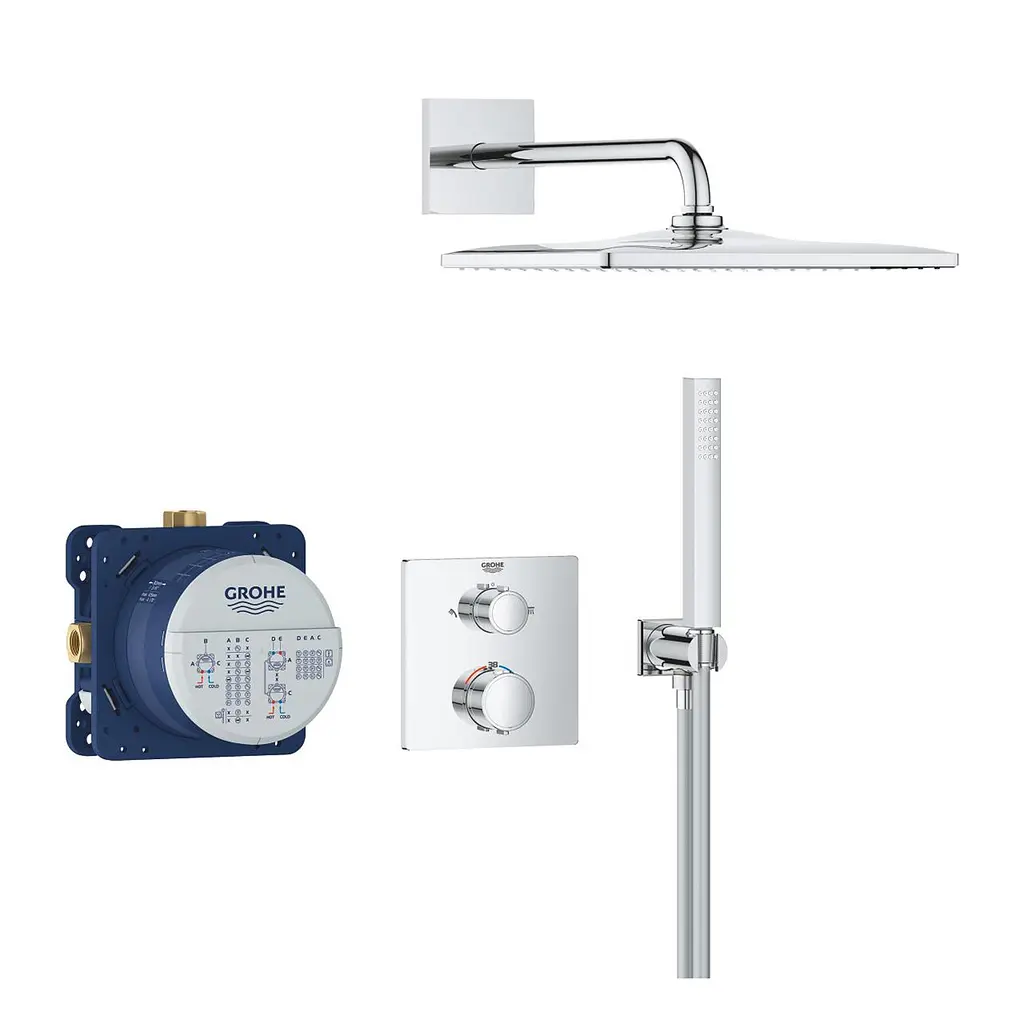 Душова система прихованого монтажу термостатична Grohe QuickFix Precision Grohtherm Cube 34881000, Хром - фото 3