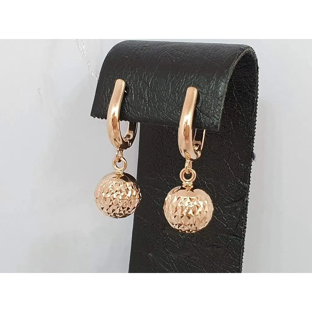 Золоті сережки-підвіски Favoritum Кулі з алмазною гранню. 210137_9_А - фото 2