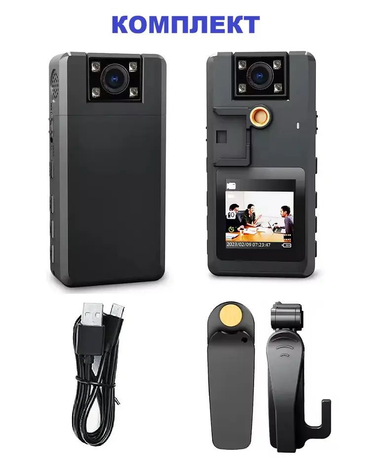 Нагрудна боді-камера Boblov A53 з дисплеєм 1.54 дюйма нічний запис датчик руху акумулятор 2130 мА·год - фото 2