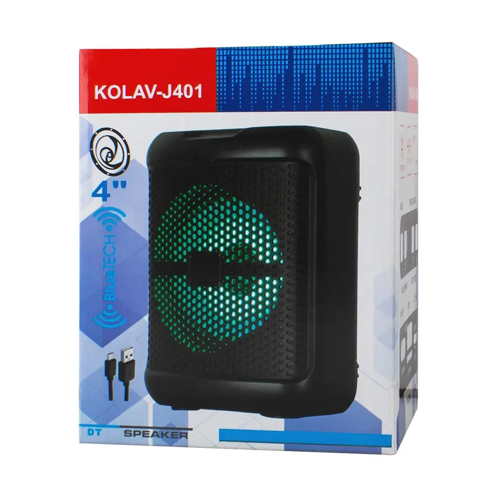 Портативная акустика Kolav J401 4" USB TF FM Bluetooth TWS 3.7V 800mA - фото 3