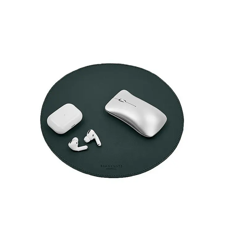 Круглый коврик для мышки из натуральной кожи зеленый краст - фото 8