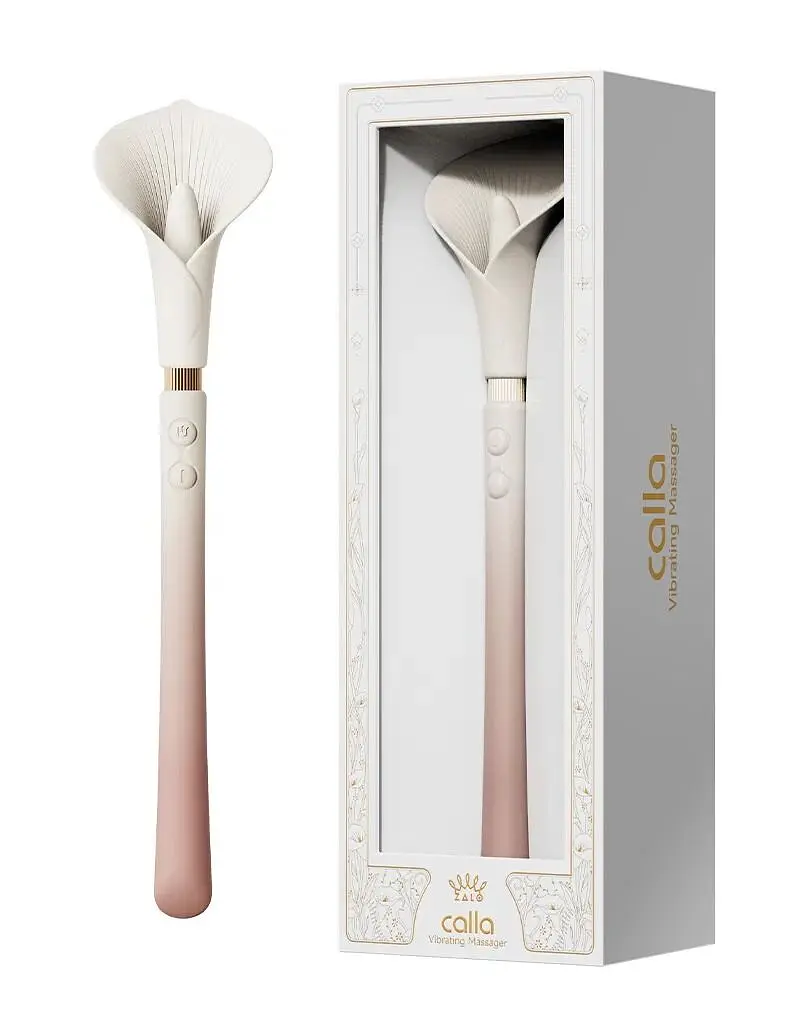 Розкішний вібромасажер Zalo - Calla Blossom Pink, двосторонній, 2 мотори - фото 8