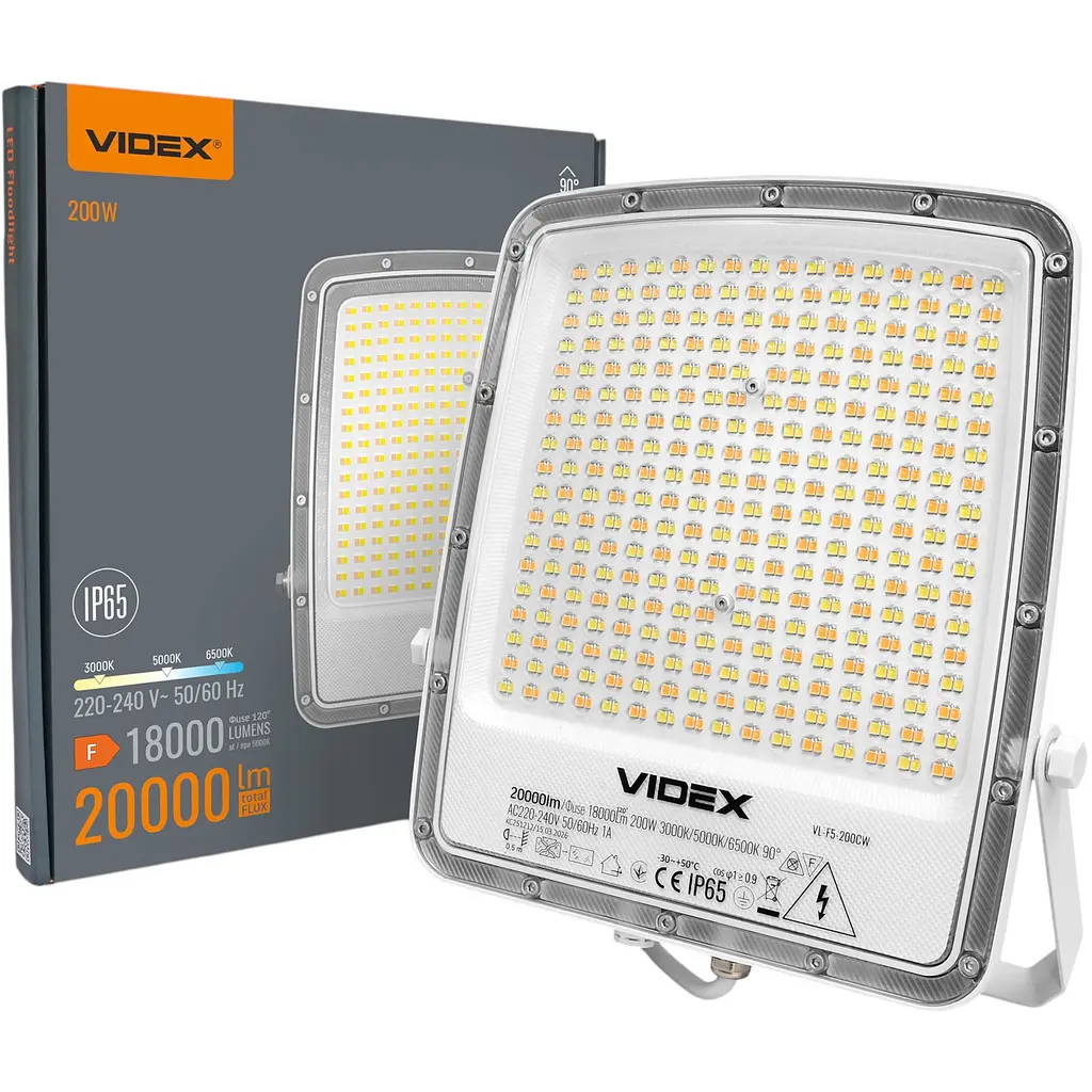 LED прожектор Videx F5 200W 3000-5000-6500K 230V білий (VL-F5-200CW)  - фото 10