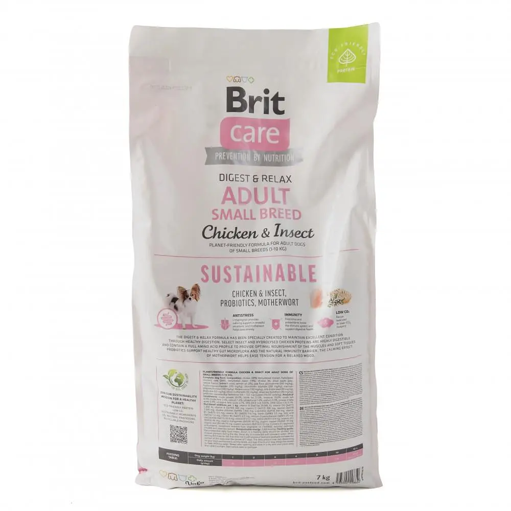 Сухий корм Brit Care Dog Sustainable Adult Small Breed для собак малих порід, з куркою та комахами, 7 кг - фото 7