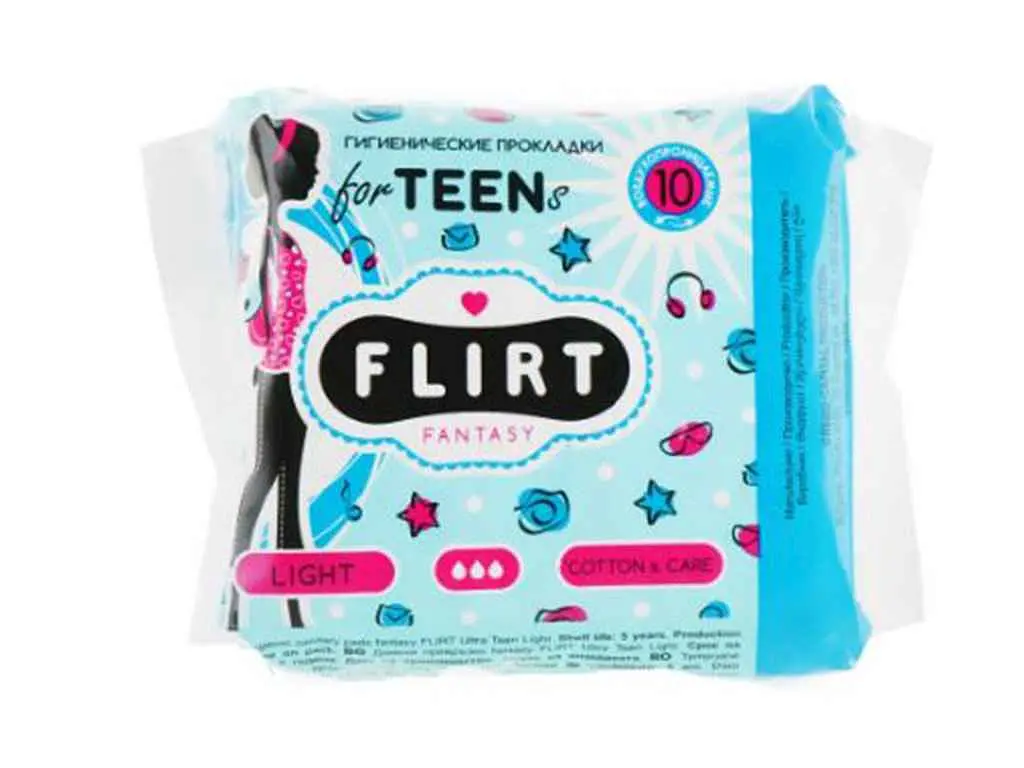 Прокладки гігієнічні FANTASY FLIRT Ultra Teen Light Cotton & Care, 3 краплі 1